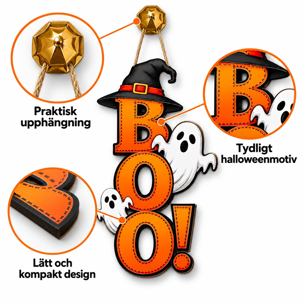 Halloween-ovikoriste, haamu ja Boo