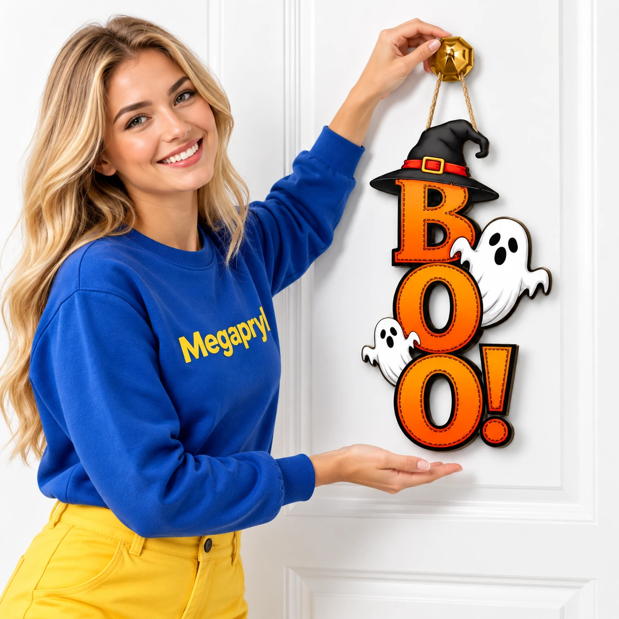 Halloween-ovikoriste, haamu ja Boo