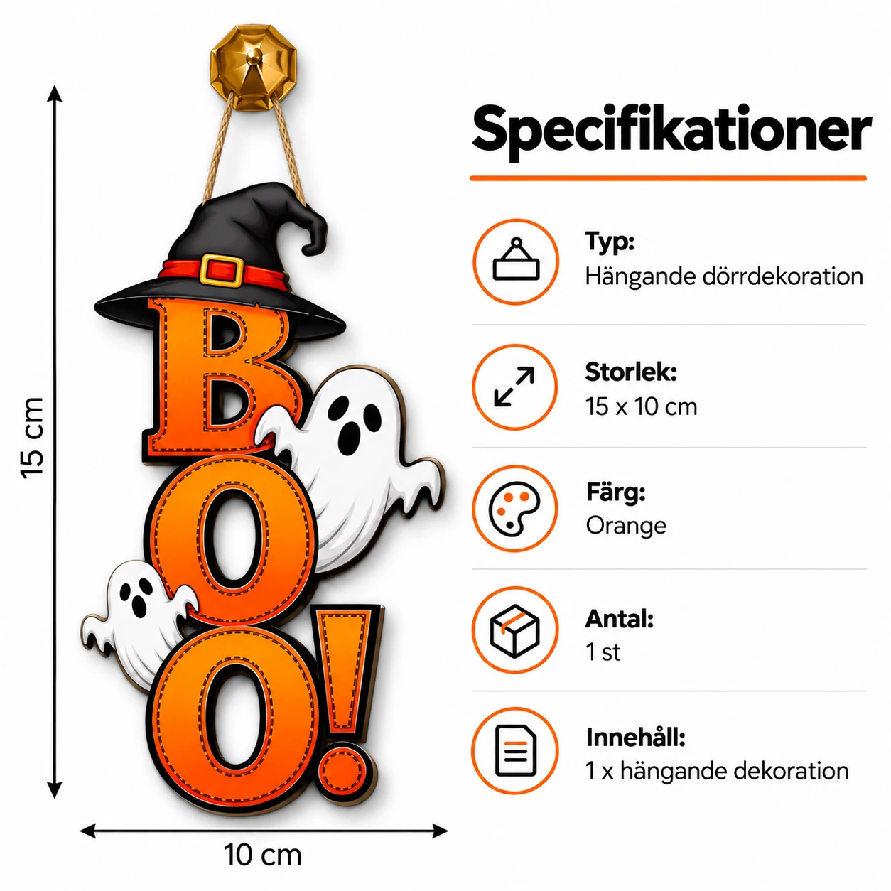 Halloween-ovikoriste, haamu ja Boo