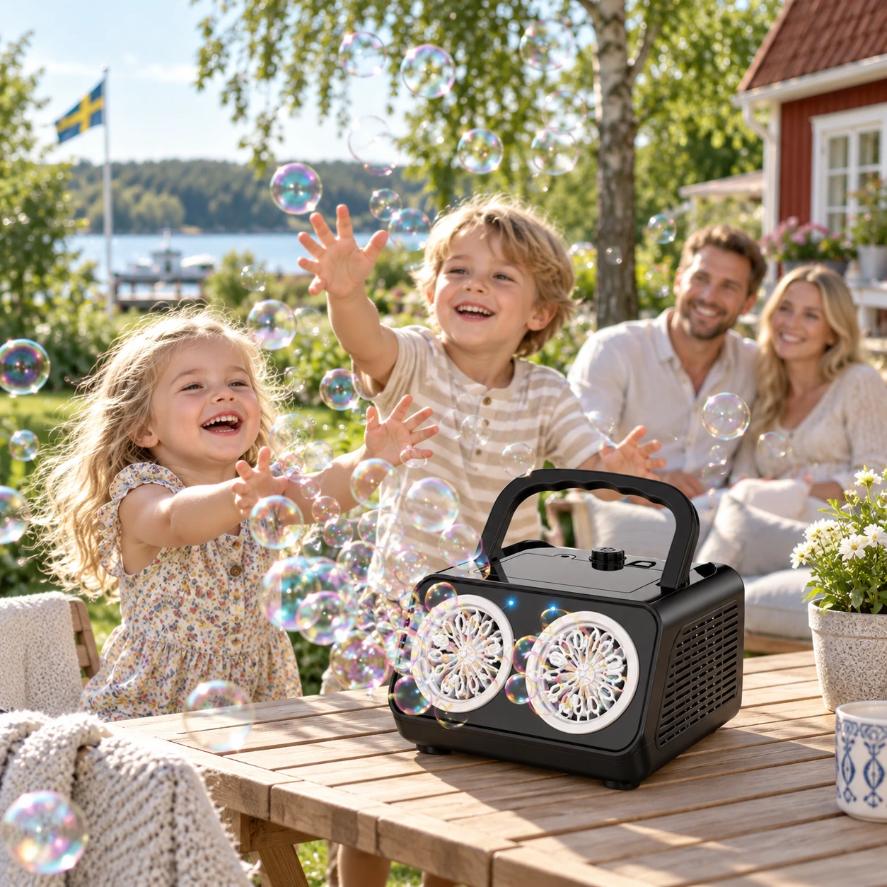 LED-saippuakuplakone kolmella virtavaihtoehdolla