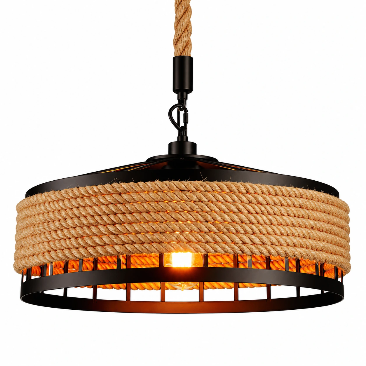 Taklampa i vintagestil med repdetalj