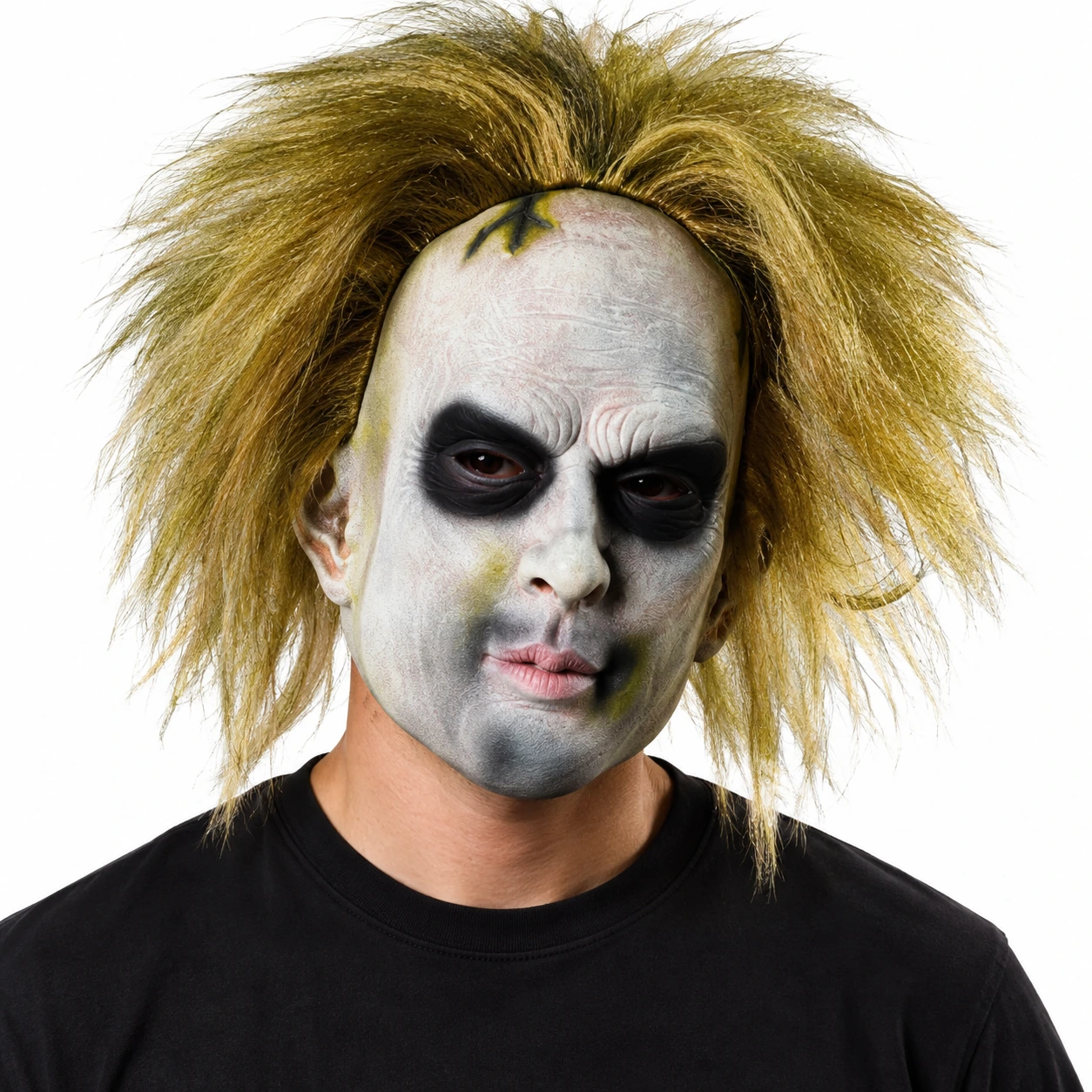 Zombieansiktsmaske i lateks med blondt hår