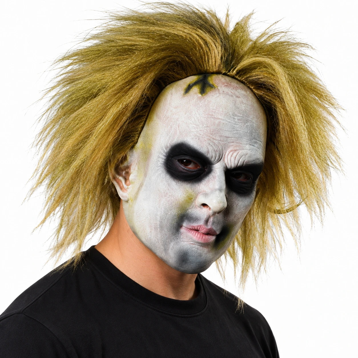 Zombieansiktsmaske i lateks med blondt hår