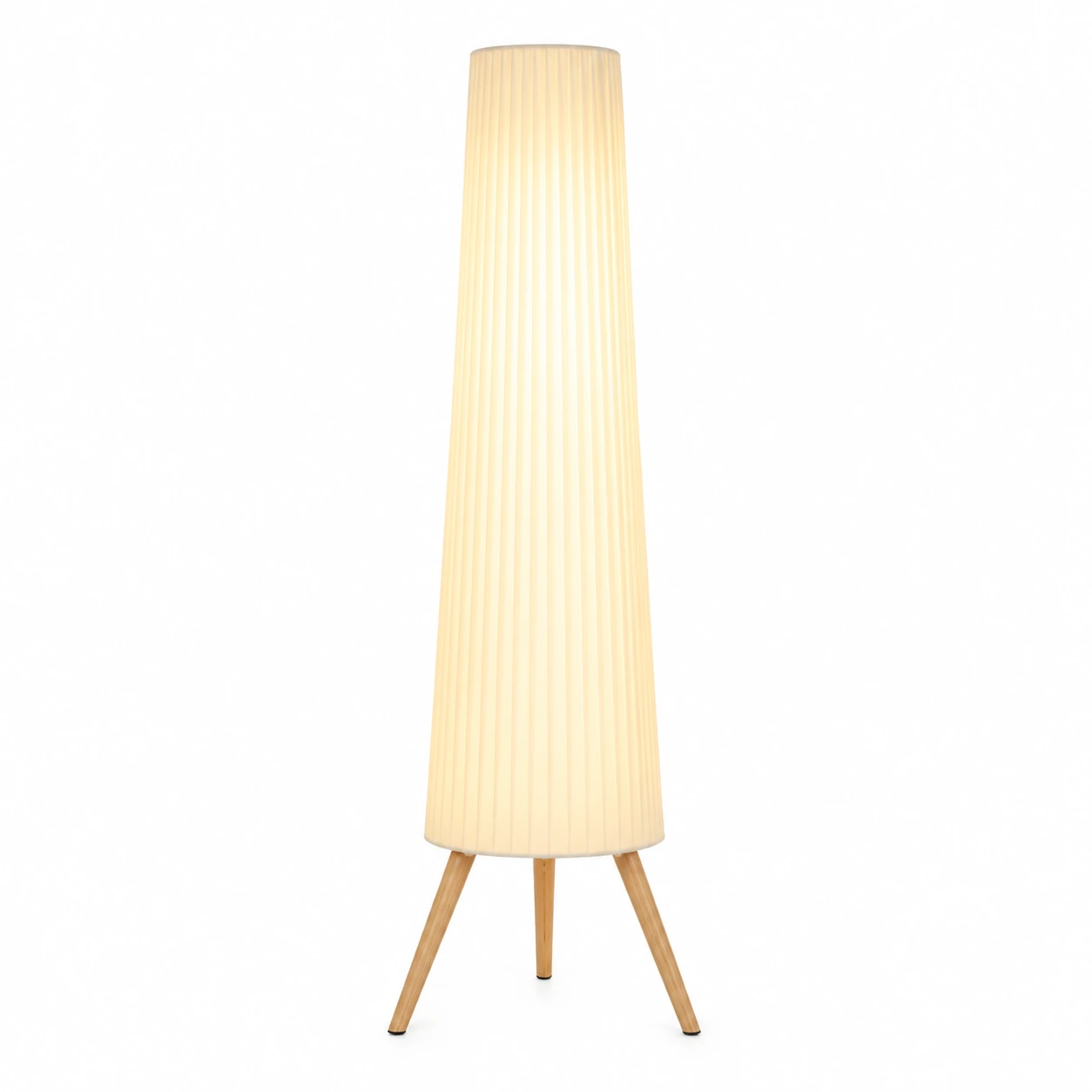 Golvlampa med dimmer och träben, 3 ljusnivåer
