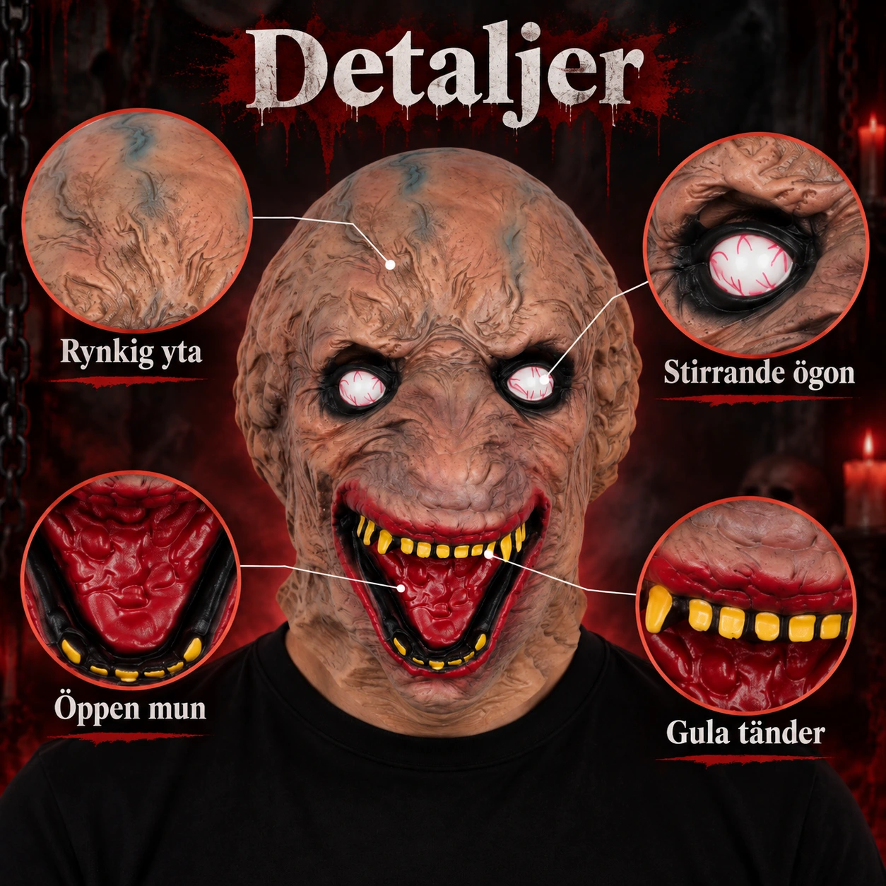 Mask demon vuxen i latex, heltäckande