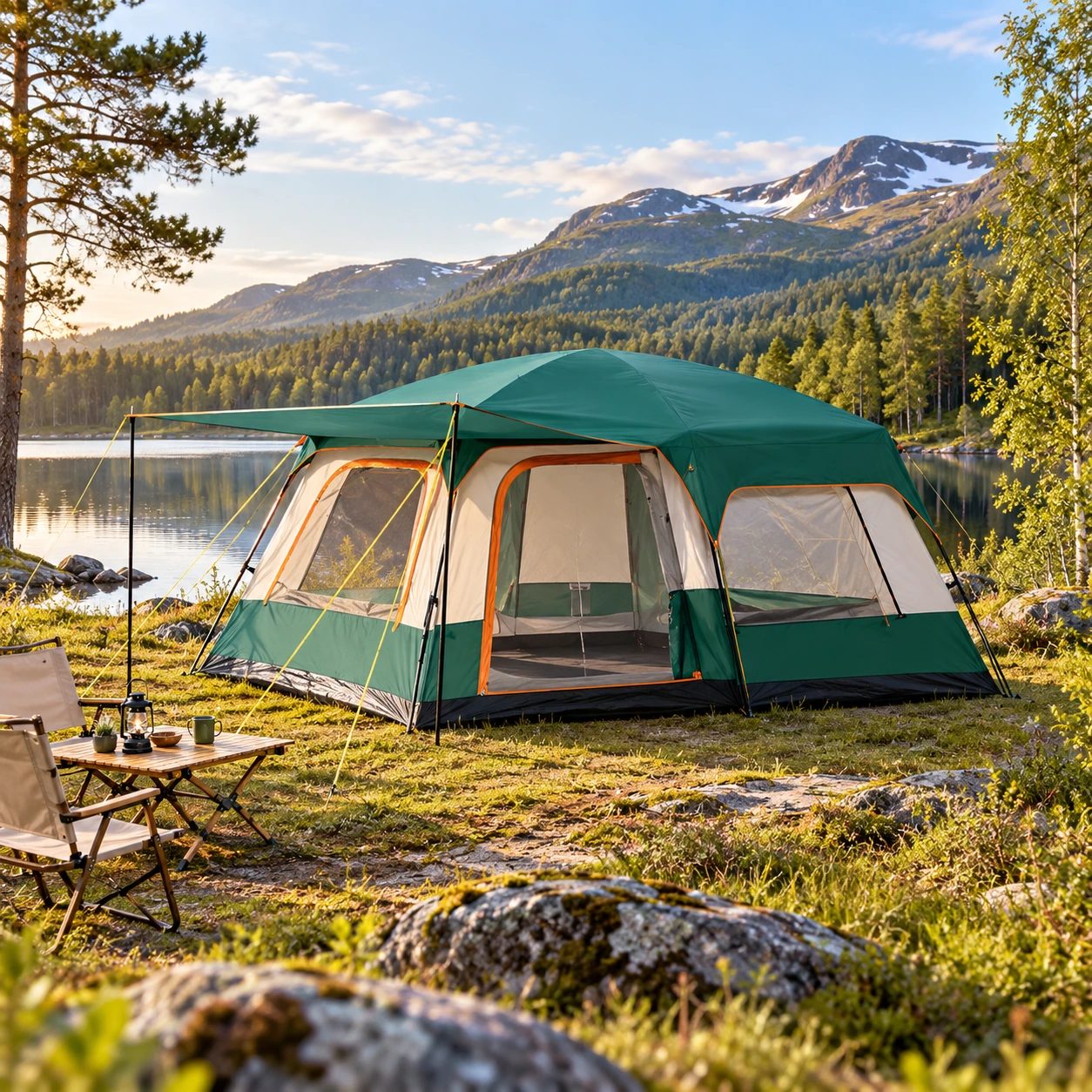 Familjetält för camping och utflykt