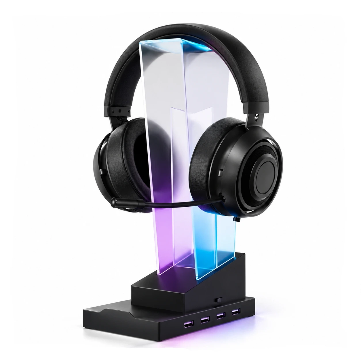 Headsetställ med RGB-Ljus – USB Hörlursställ för Gaming
