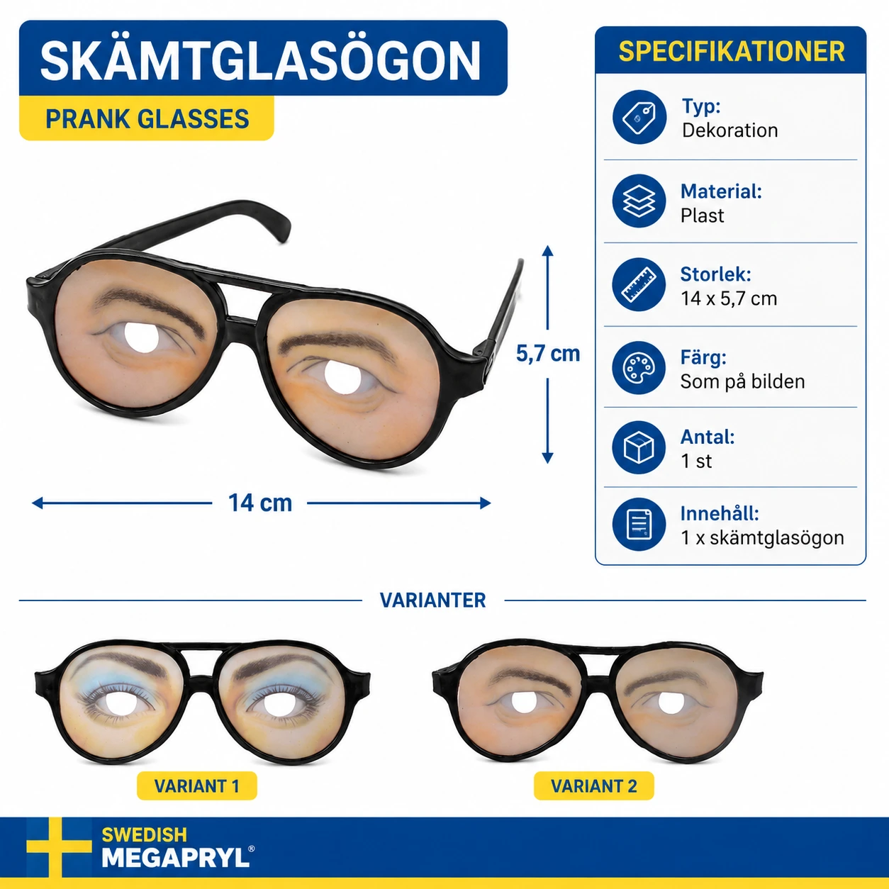 Skämtglasögon med Roliga Ögonmotiv