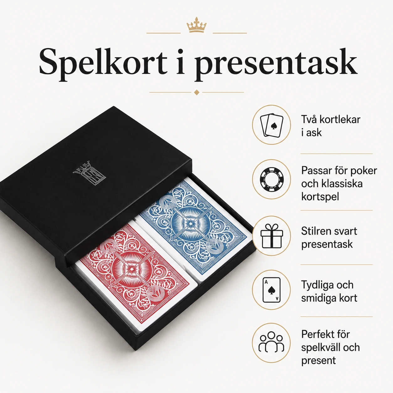 Spelkort i presentask för poker och kortspel
