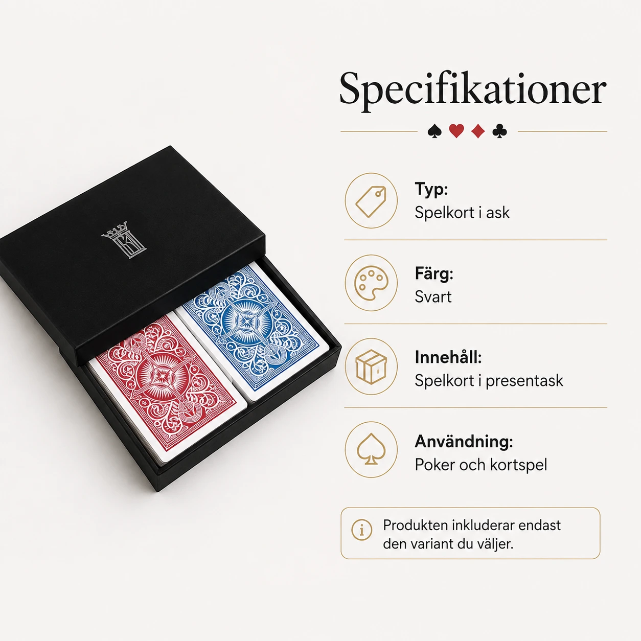 Spelkort i presentask för poker och kortspel