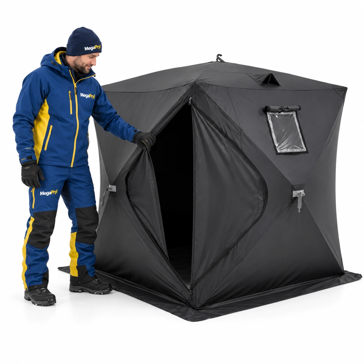Musta pop up -pilkkiteltta 3–4 hengelle