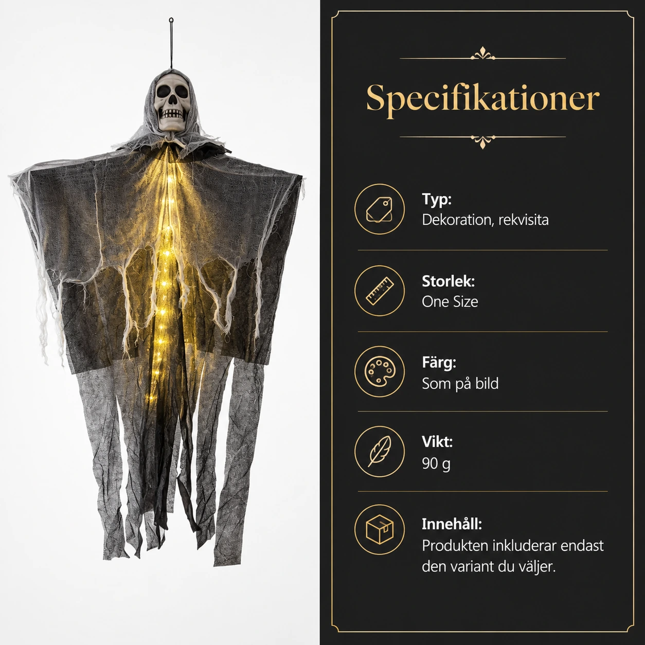 Hängande spökdekoration för halloween med dödskalle