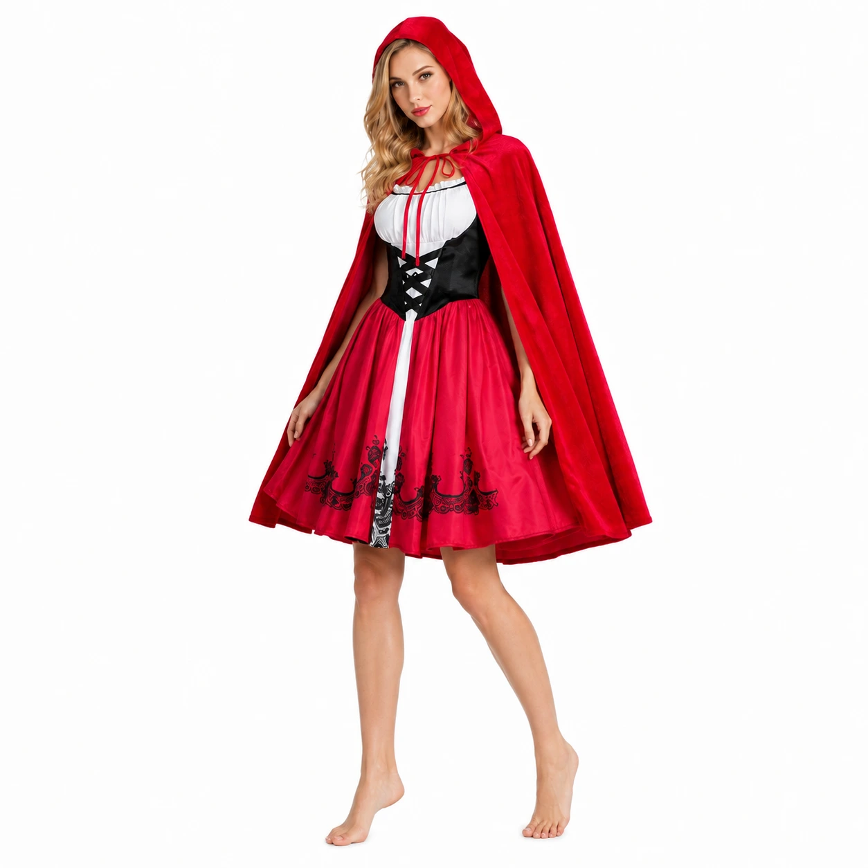 Rödluvan kostym för dam maskerad och halloween