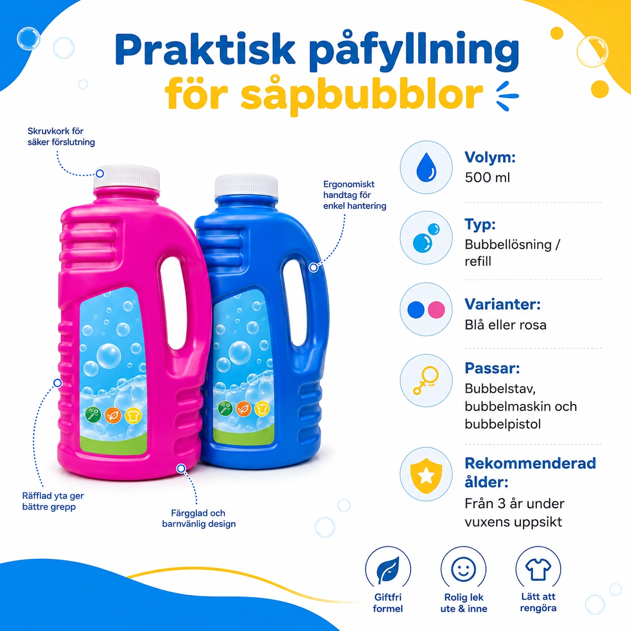 Bubbellösning 500 ml för Såpbubblor