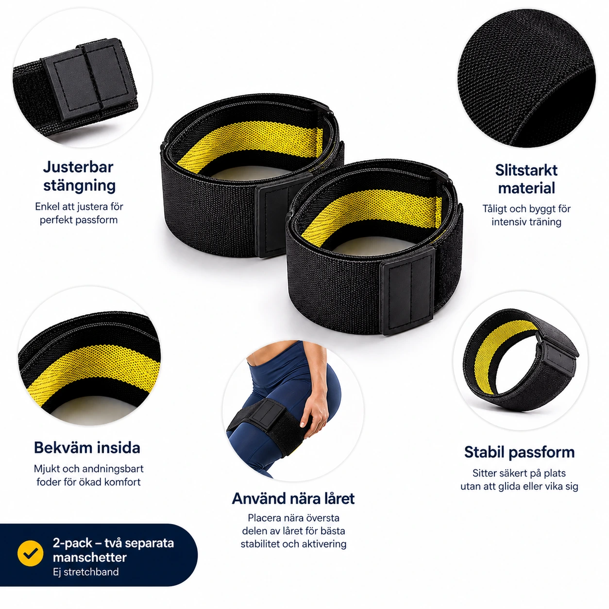 Träningsband för Ben och Glutes – 2-Pack