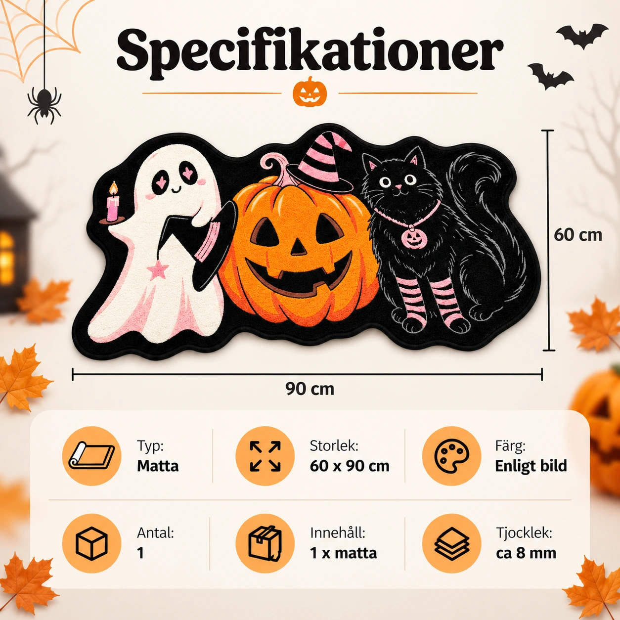 Halloween-matto eteiseen ja makuuhuoneeseen