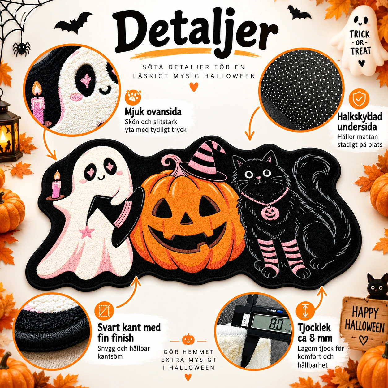 Halloween-matto eteiseen ja makuuhuoneeseen