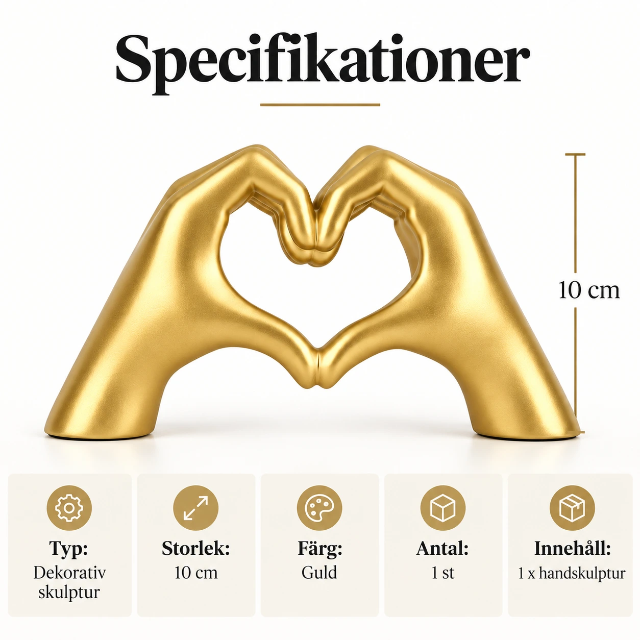 Handskulptur med hjärta för bord och hylla