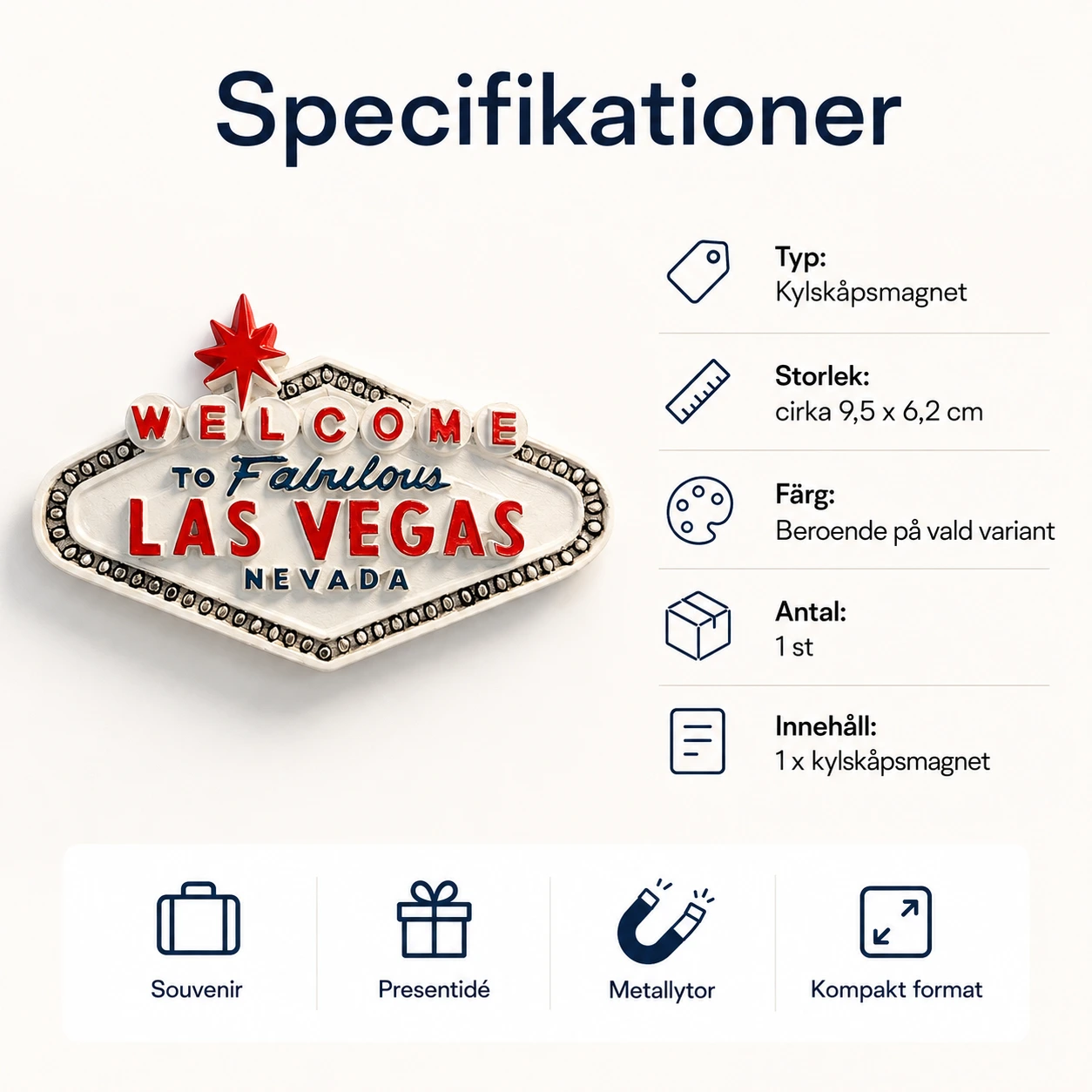 Kylskåpsmagnet med Las Vegas-motiv