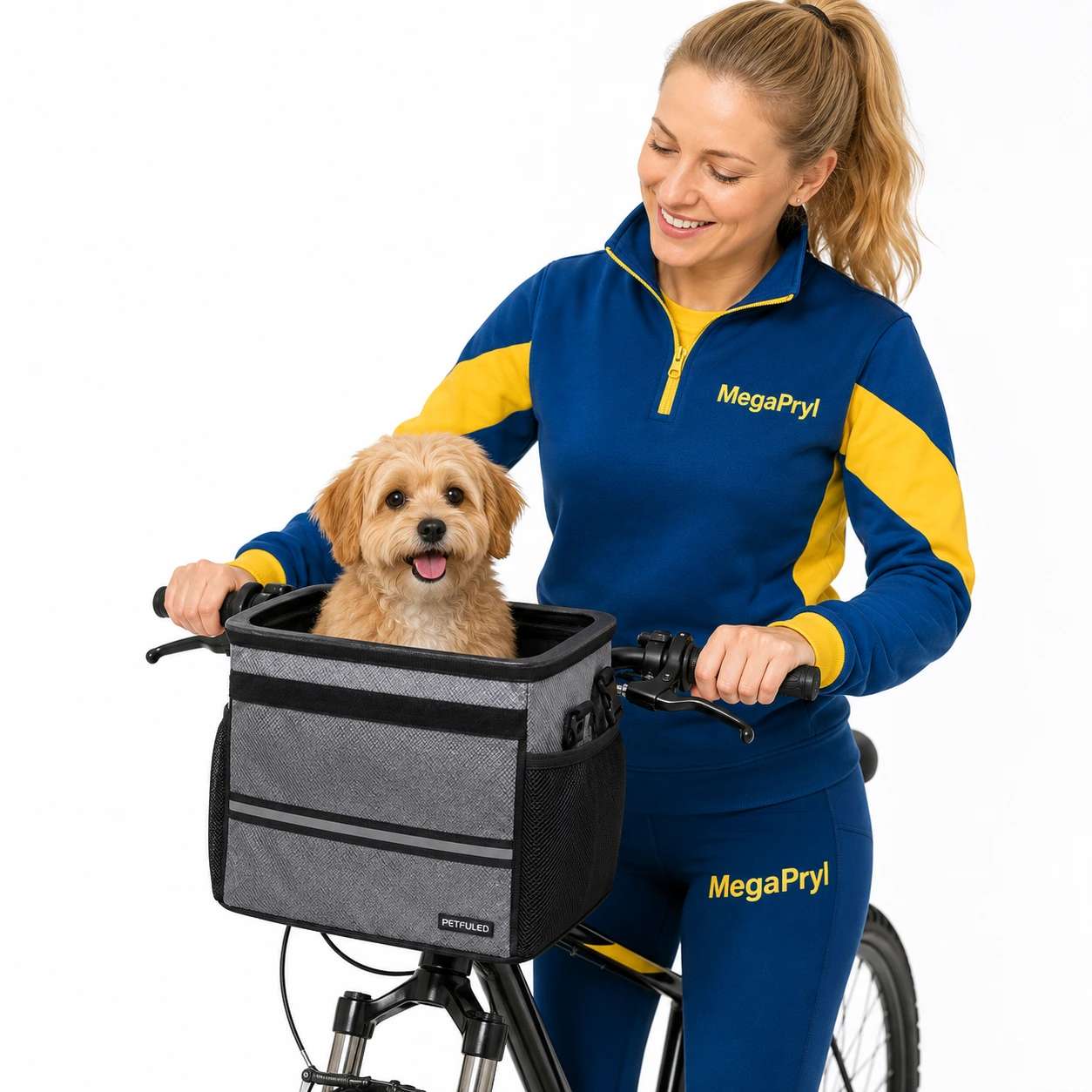 Cykelkorg för hund och katt till styre, avtagbar och vikbar