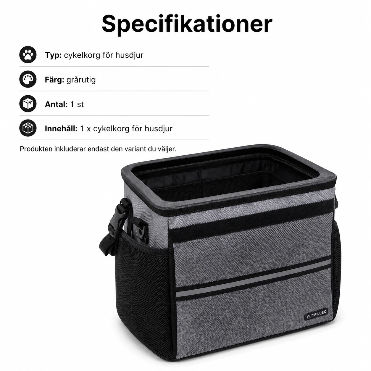 Cykelkorg för hund och katt till styre, avtagbar och vikbar