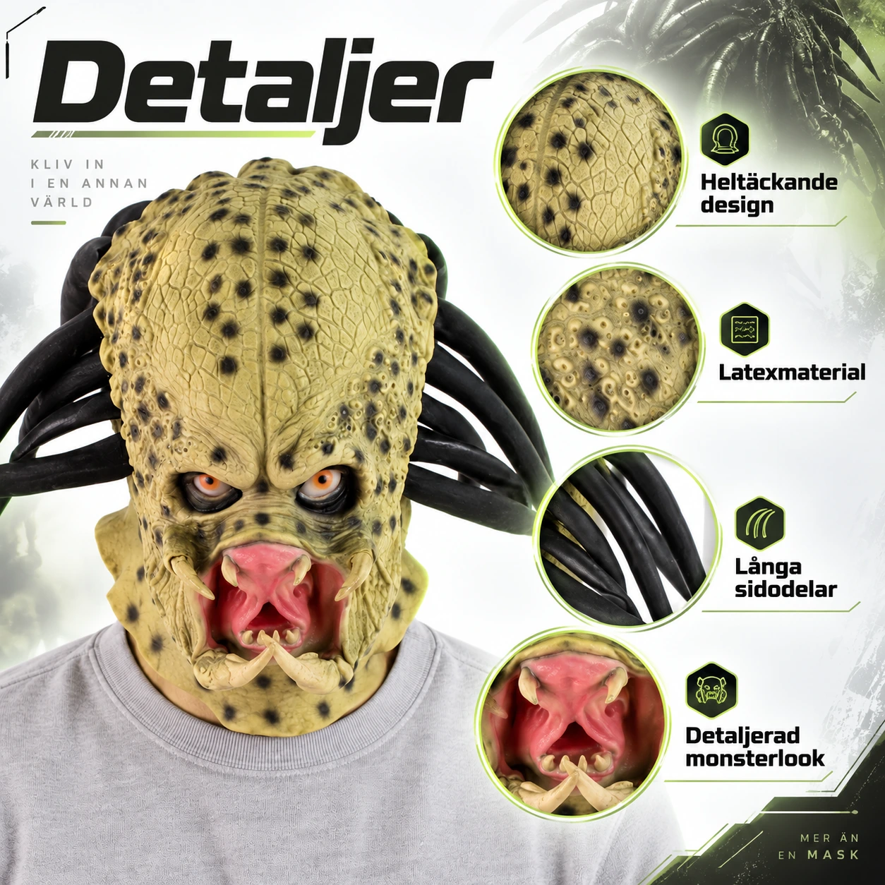 Mask vuxen rovdjursmonster i latex, heltäckande