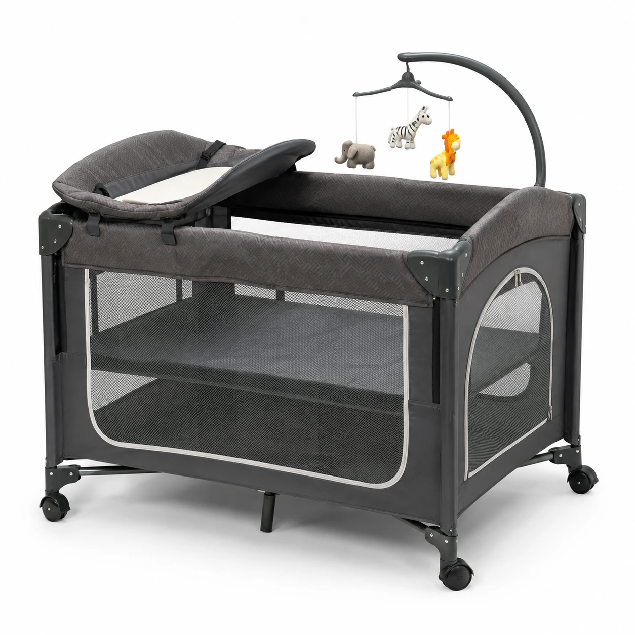 Resesäng för baby med skötbord och hopfällbar design