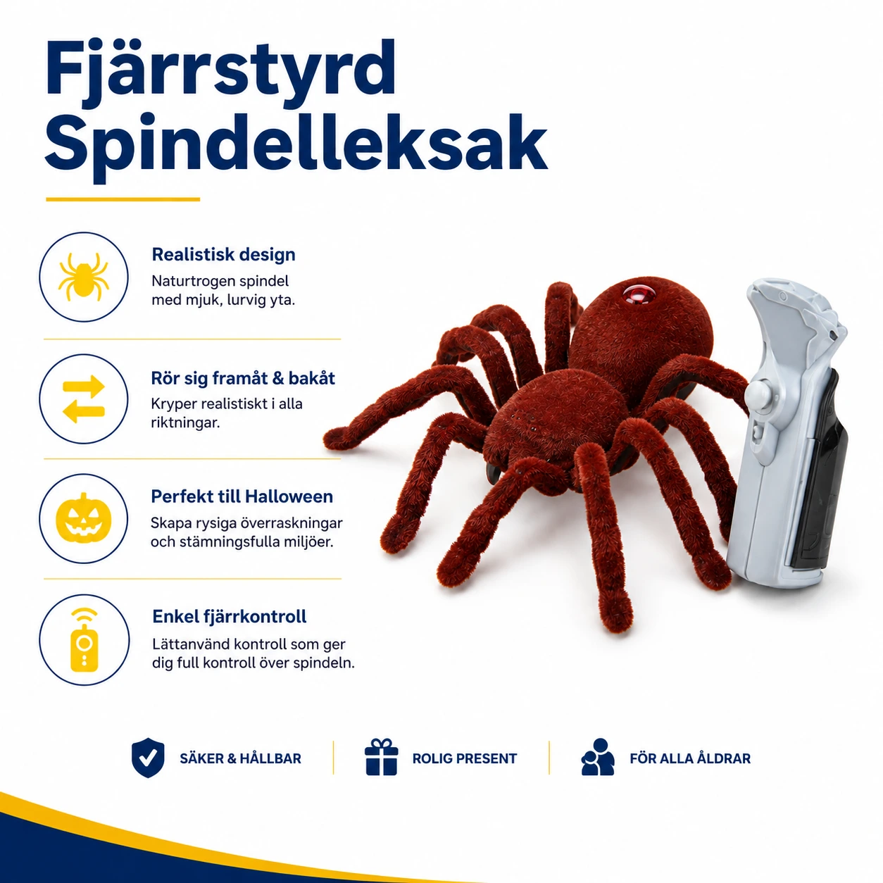 Fjärrstyrd Spindelleksak Realistisk för Halloween