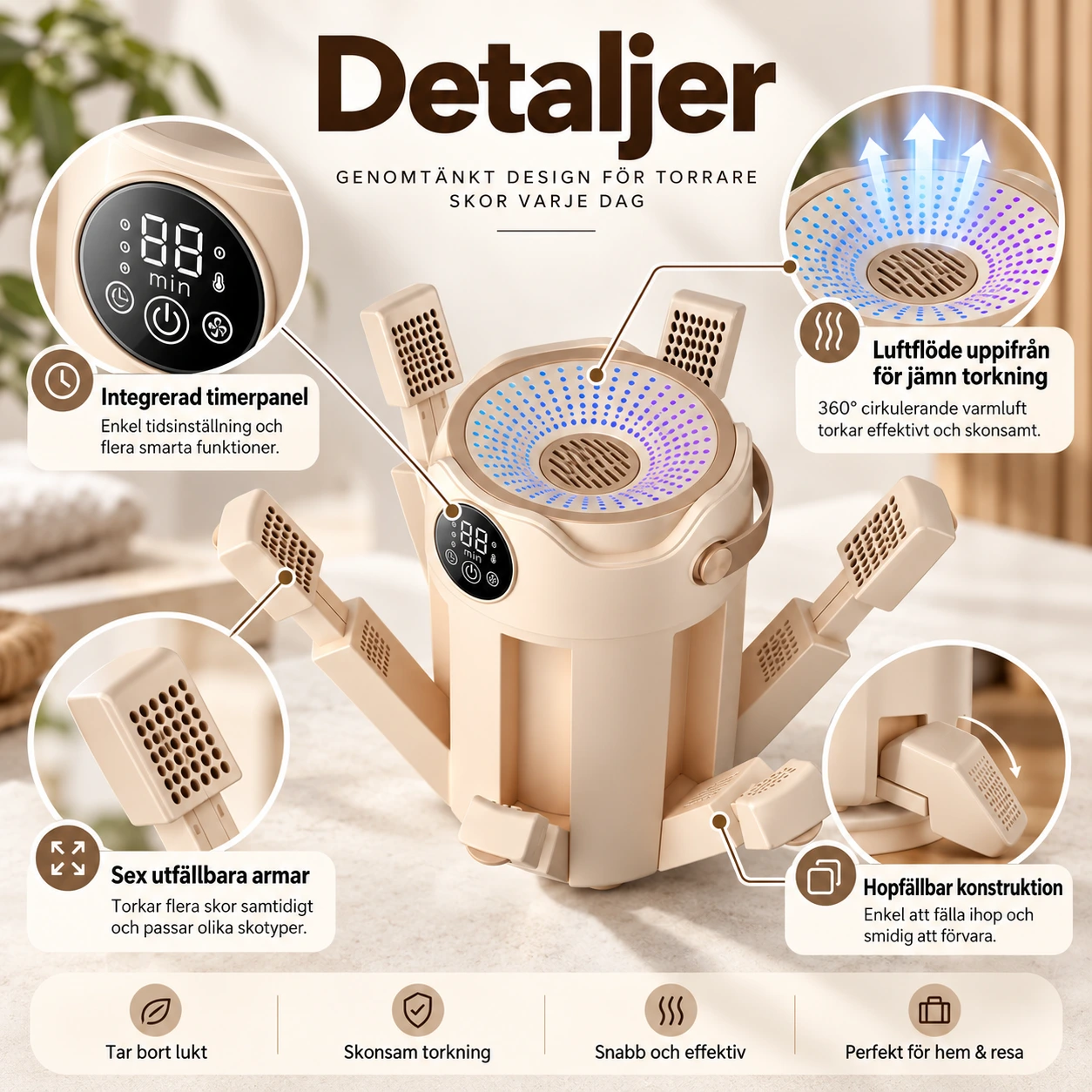 Skotork för flera par med timer och hopfällbar design