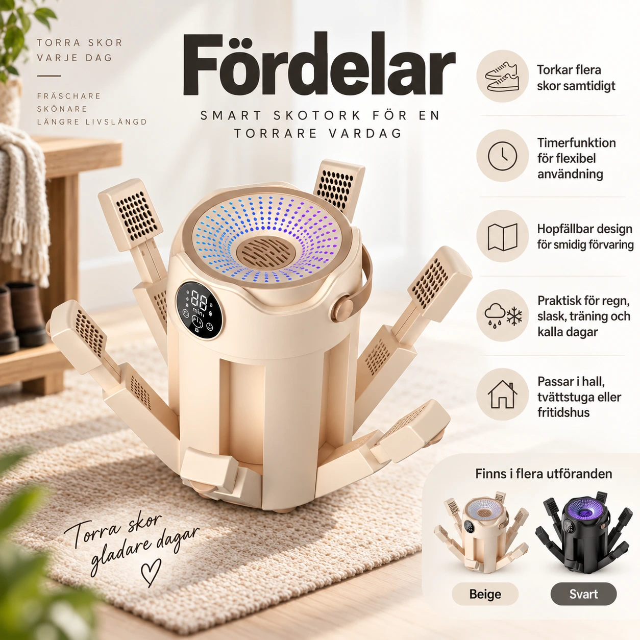 Skotork för flera par med timer och hopfällbar design