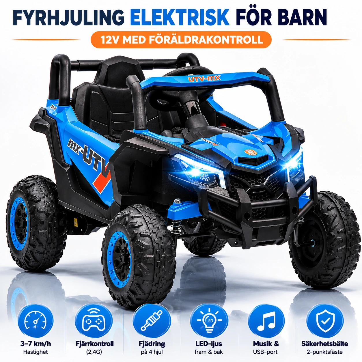 Fyrhjuling Elektrisk för Barn – 12V med Föräldrakontroll