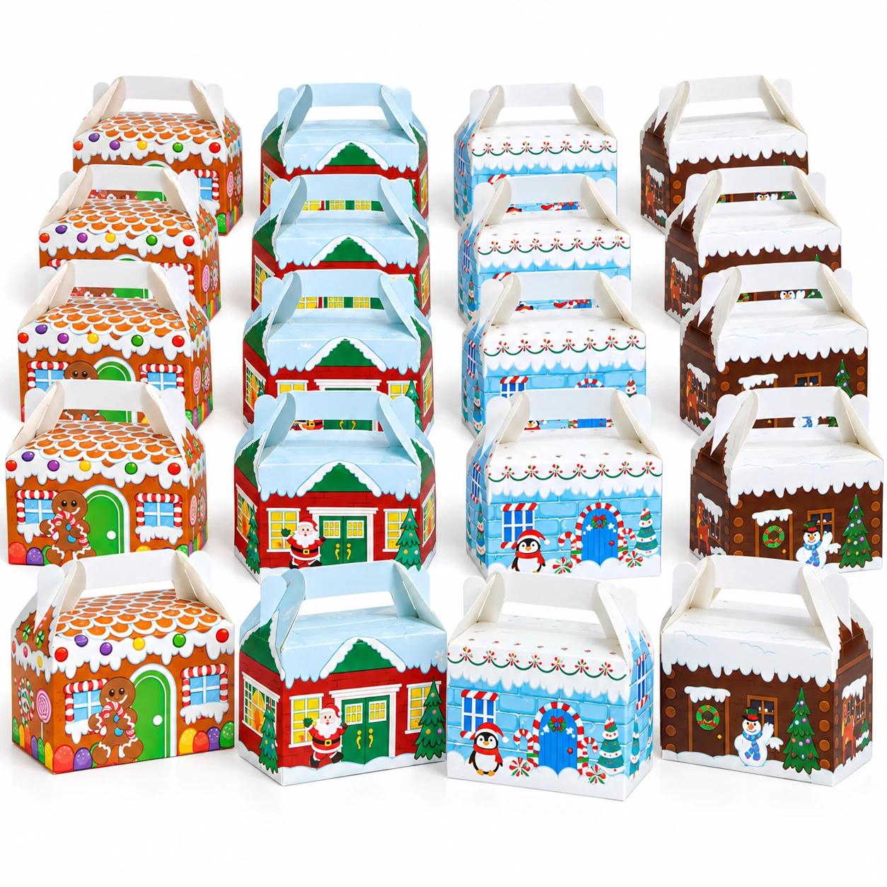 Godisaskar julhus för julgodis och små presenter, 24-pack