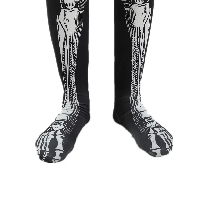 Barnkostym Halloween Skelett med Huva 6