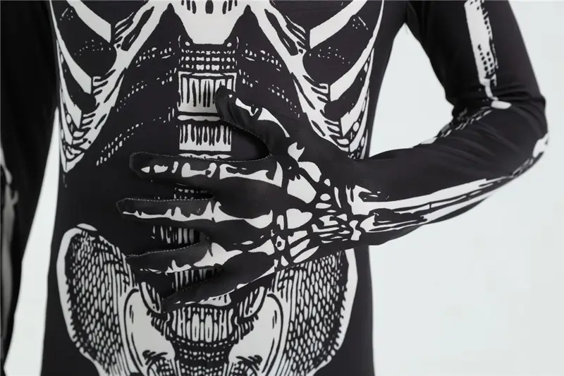 Barnkostym Halloween Skelett med Huva 5