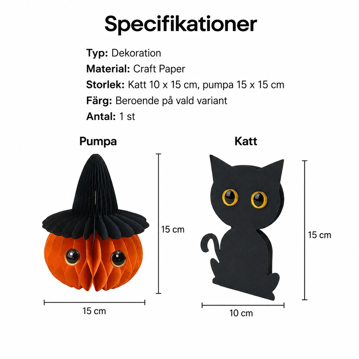 Halloweendekoration i papper med bikakestruktur