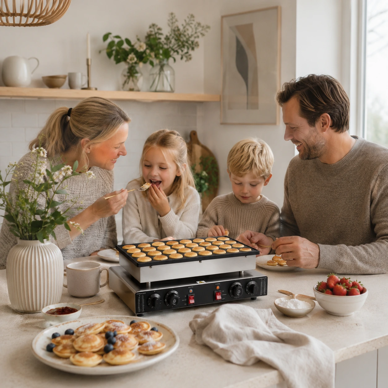 Mini pannkaksmaskin för poffertjes med dubbla zonkontroller