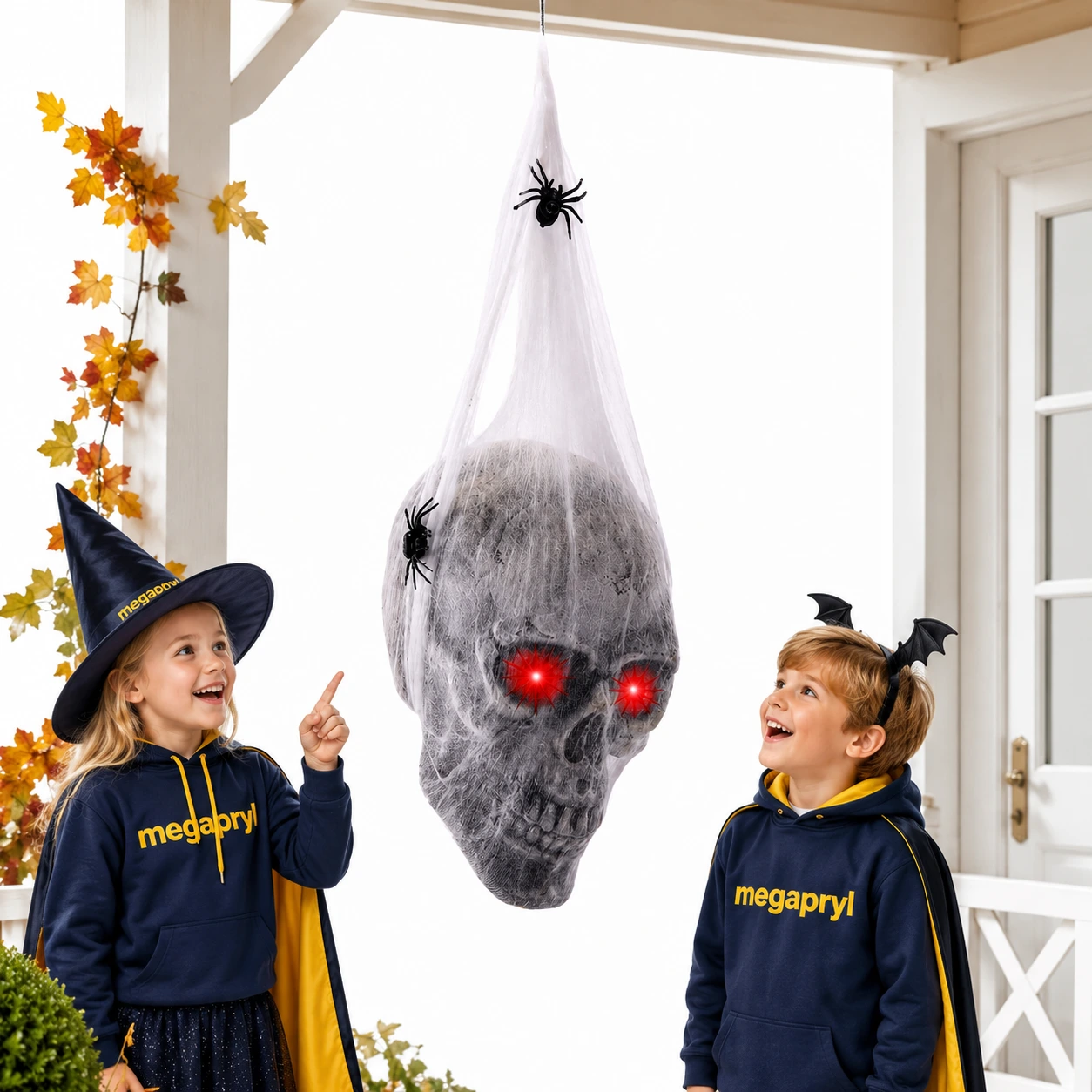 Döskalle Halloween Dekoration – Läskig Hängande Skalle med Ljus