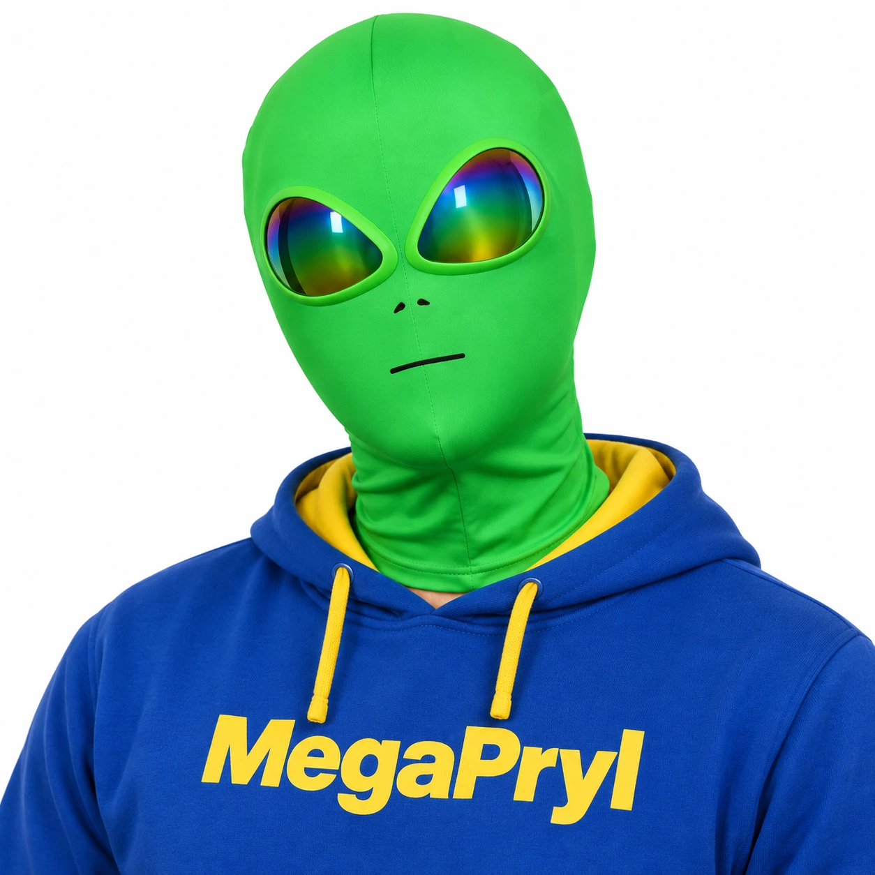 Ansiktsmask alien heltäckande med regnbågsfärgade linser