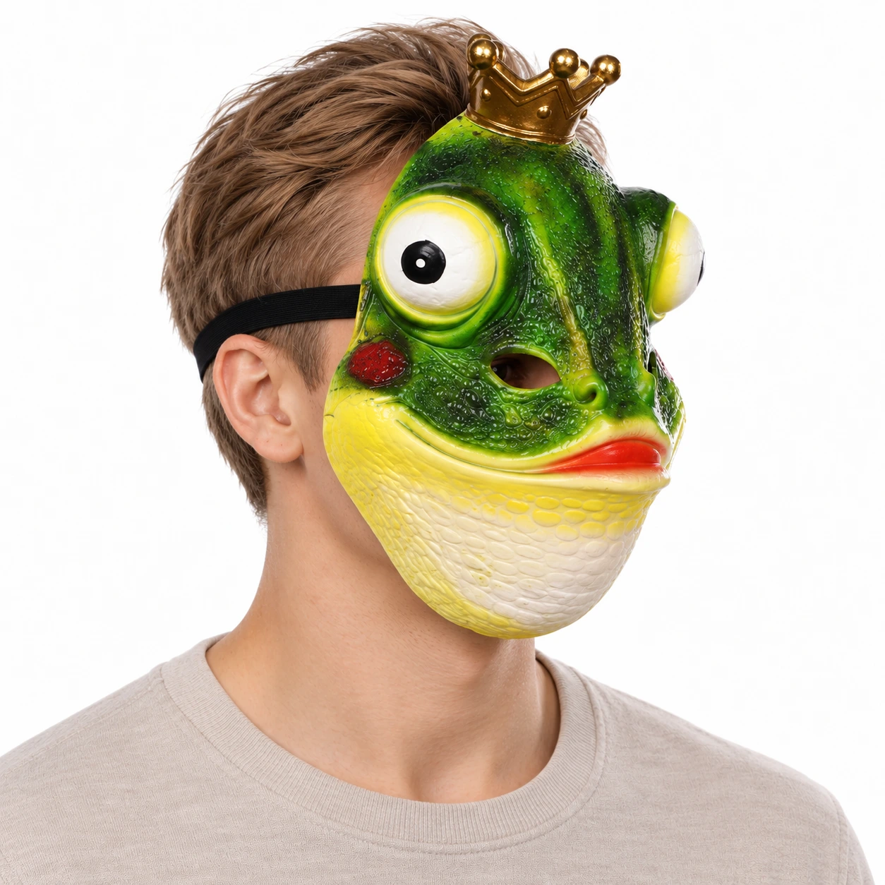 Froskemaske i lateks med krone