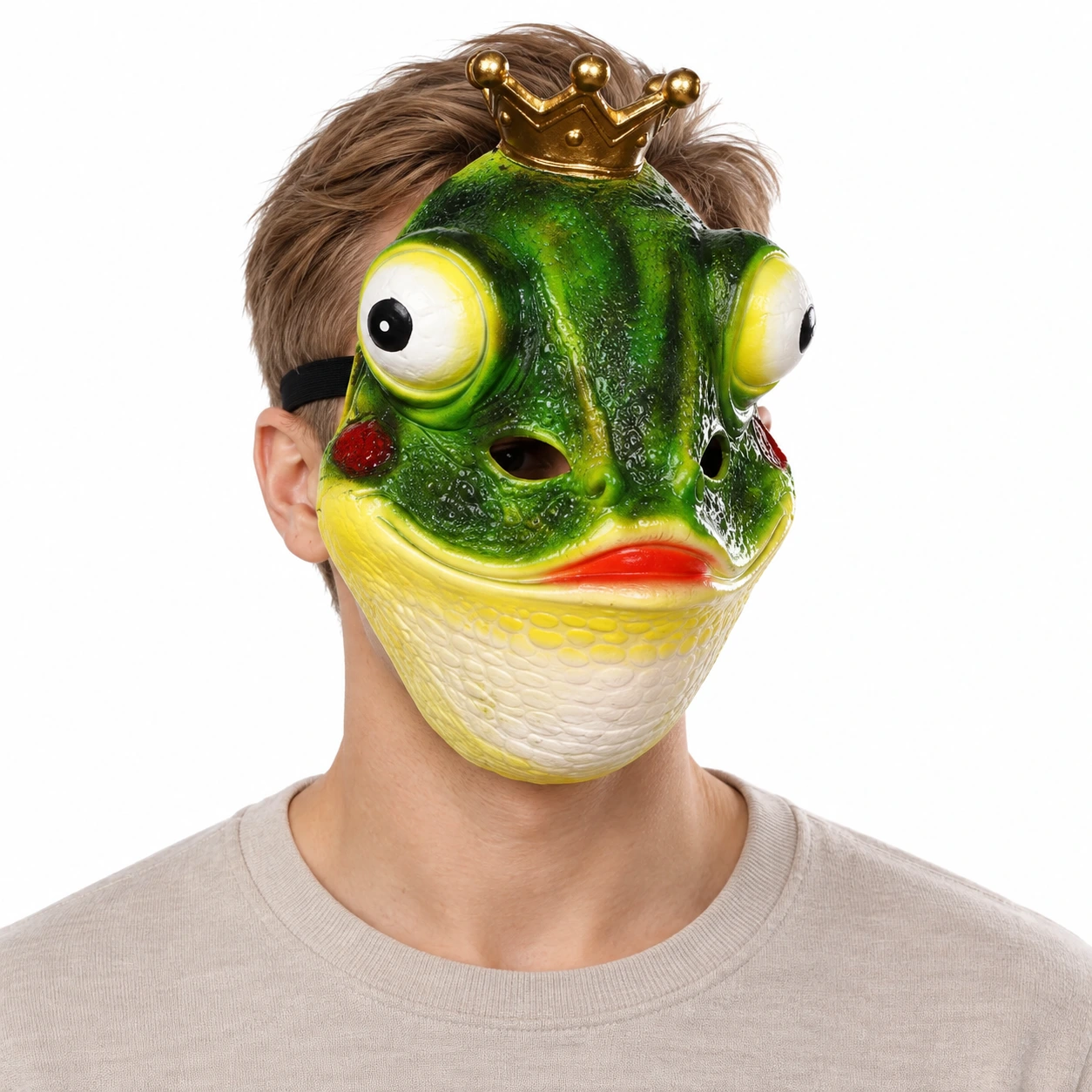 Froskemaske i lateks med krone
