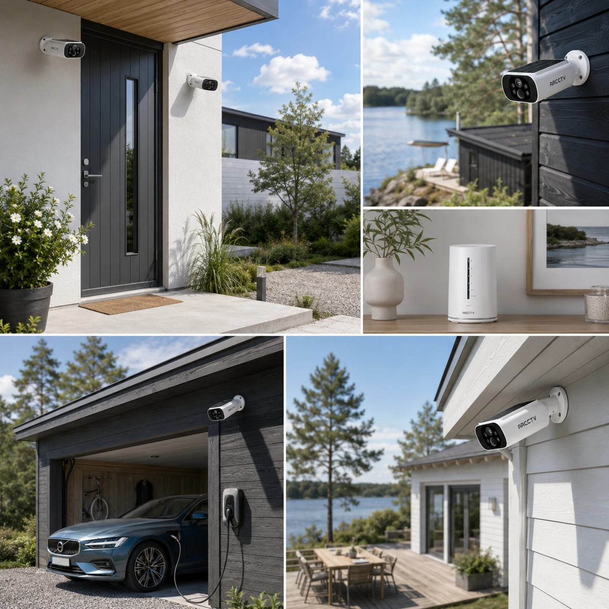 Solcellsdrivet WiFi-Kamerasystem 4MP med 4 Kameror