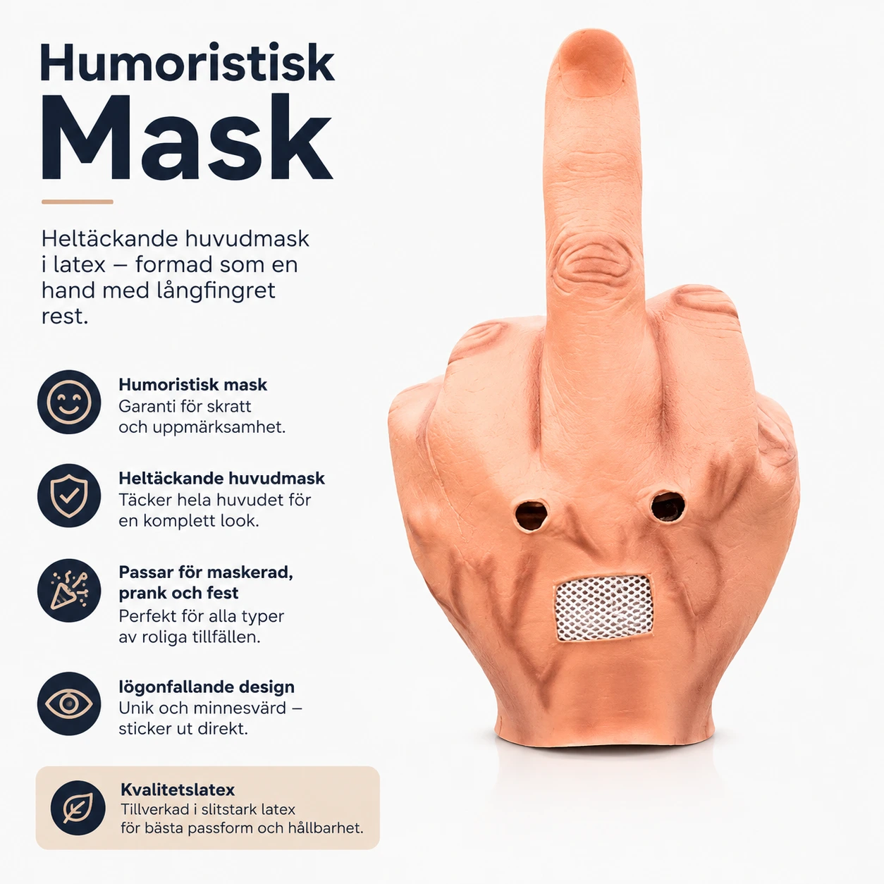 Rolig latexmask för maskerad och prank