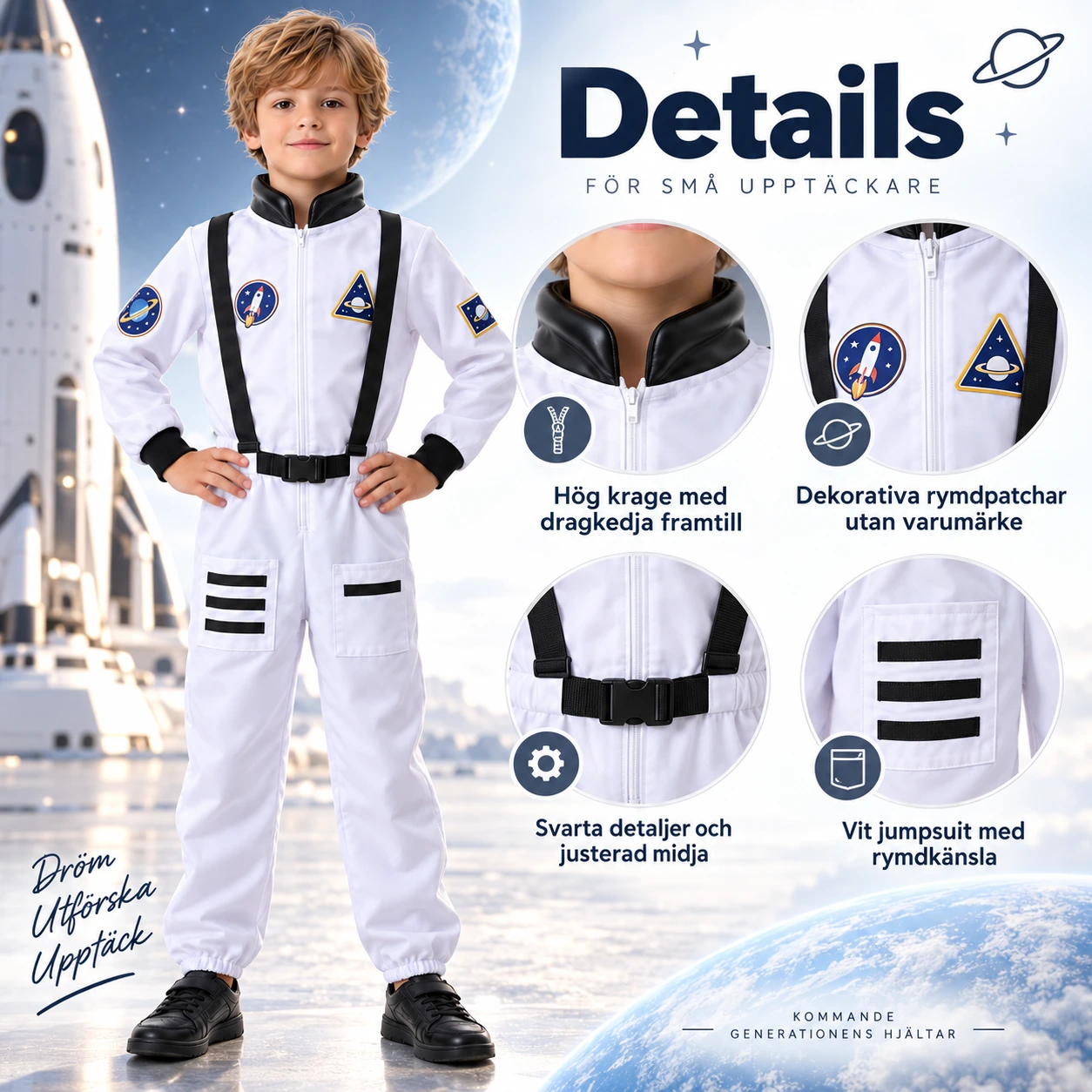Astronautdräkt för barn med jumpsuit