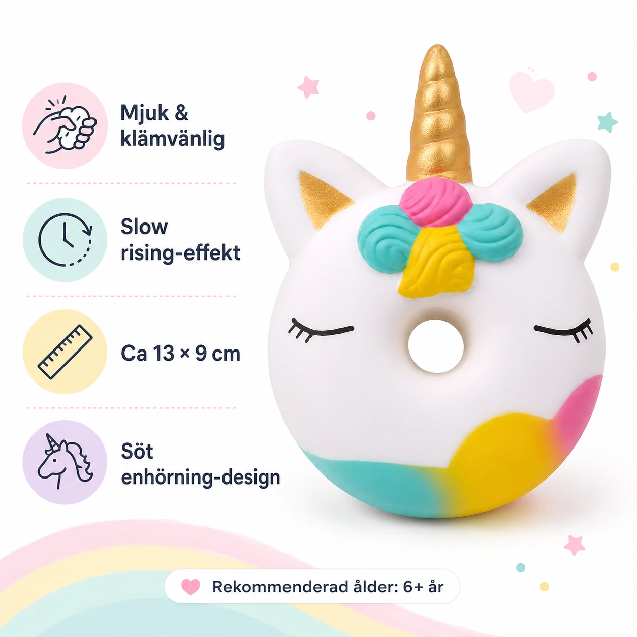 Squishy Enhörning Donut – Mjuk Stressleksak