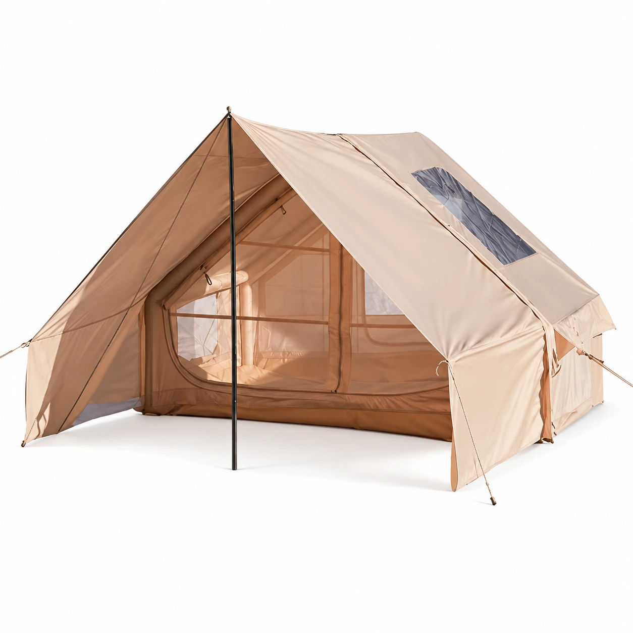 Campingtält med soltak och handpump, 410 x 300 cm