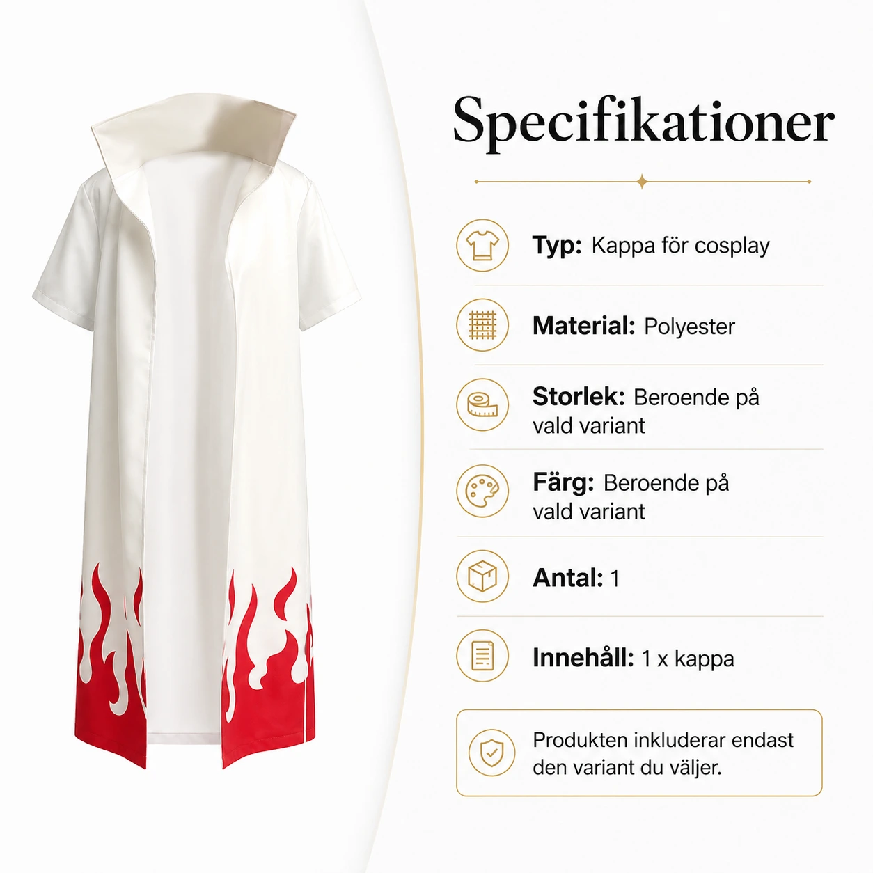 Cosplay-kappa i polyester för maskerad och cosplay