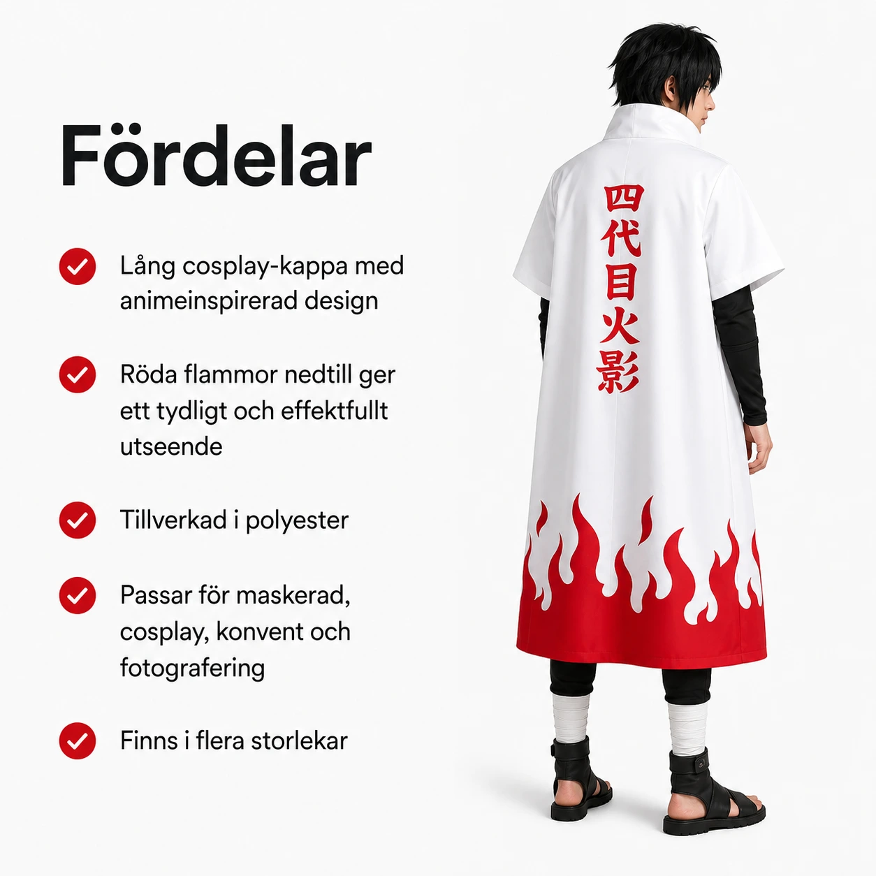 Cosplay-kappa i polyester för maskerad och cosplay