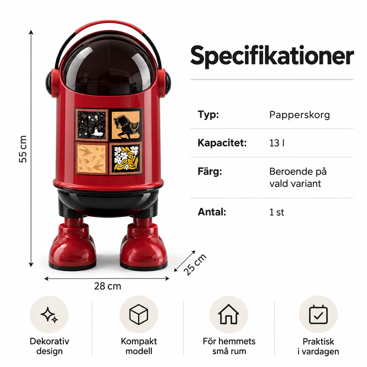 Avaruushenkinen poljinroskakori kylpy- ja makuuhuoneeseen