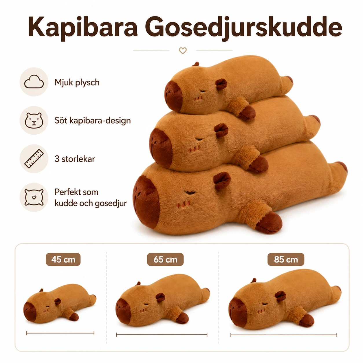 Kapibara Gosedjurskudde i Mjuk Plysch