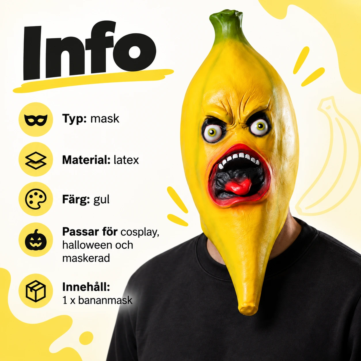Heldekkende bananmaske i lateks